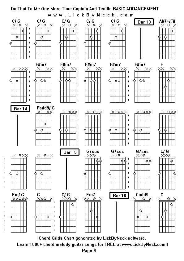 Chord Grids Chart of chord melody fingerstyle guitar song-Do That To Me One More Time-Captain And Tenille-BASIC ARRANGEMENT,generated by LickByNeck software.